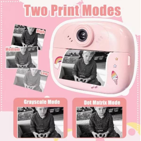 Smart Digital Dual Lens instant Print camera For kids 1080 P Vedio Recorder & Selfie Camera With Tharmal Printer Camera 2.4" IPS Screen Mini Portable Camera With Games Best Gift For Gift For Both Girls And Boys ! Children Digital Camera Toys For Kids