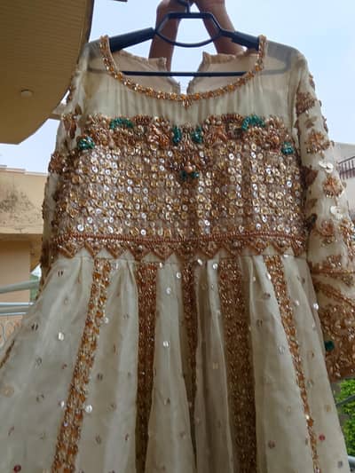 off-white embroidery Anarkali frock