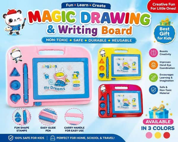 Magic Drawing & Writing Board for Kids | Reusable Doodle Board | Educational Learning Toy | Portable Drawing Board