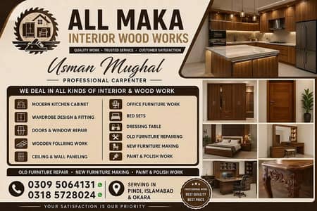“Kitchen Cabinet & Wood Work Expert | Carpenter in Pindi Islamabad”