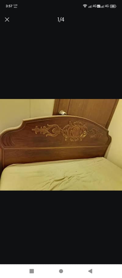 Pure Wooden Bed with 2 Side Tables with Mattress