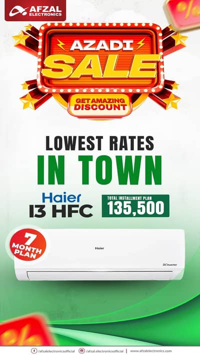Haier Split AC Available on easy installments at Afzal Electronics