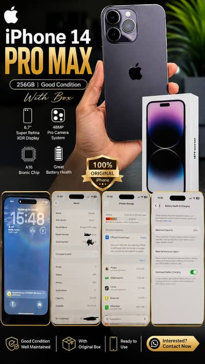 Apple iPhone 14 Pro Max 5G – PTA Approved | 256GB | 90% Battery