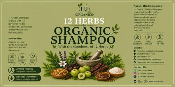 12 Herbs Organic Shampoo 250ml | Herbal Hair Fall Care | Rs. 750