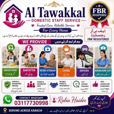 Babysitter/ House maids/ Cook/ Driver/ Nurse/ Couple Staff/ Care Taker
