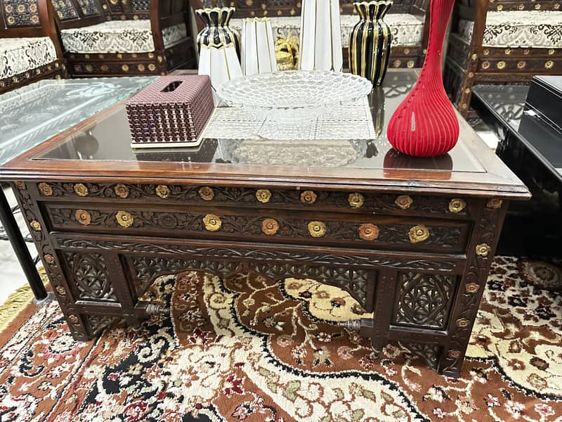 Chinioti Sheesham Sofa Set with Centre Table | Solid Wood | Used | 3