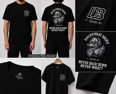 Wholesale Ducky Bhai Army Premium Black Graphic T-Shirt – SQUAD-01
