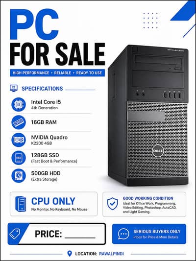 i5 4th Gen PC for Video Editing, Programming & Office Work