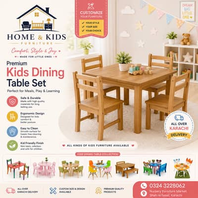 Kids Dinning Table - Wooden Dinning Set - Kids Table - Luxury Kids Set