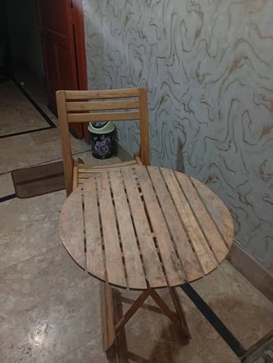 Wooden FOLDABLE chair and table set for sale
