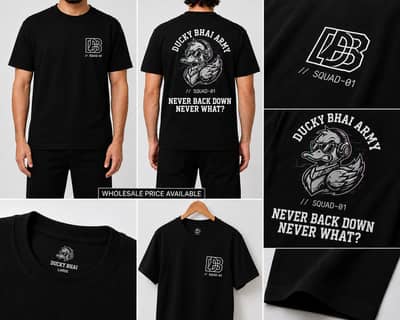Wholesale Ducky Bhai Army Premium Black Graphic T-Shirt – SQUAD-01