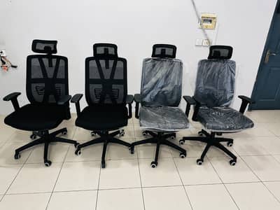 4 Executive Office Chairs with Headrest & Adjustable Armrests