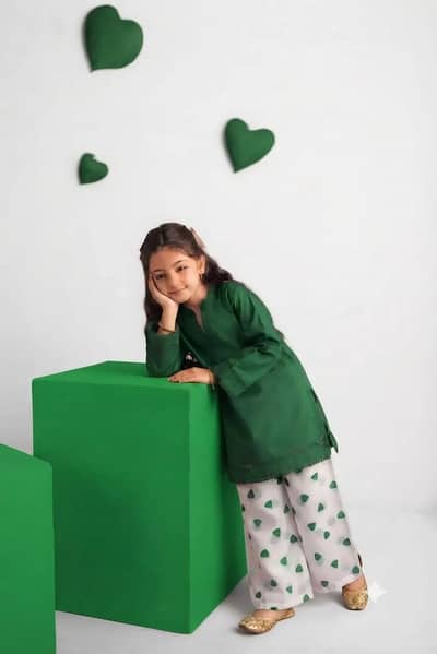 14 August Green Shirt White Trouser 2 Piece Lawn Suit - COD