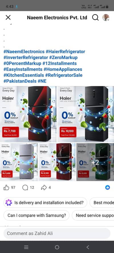 fridge on installment
