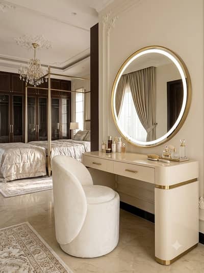 Luxury Velvet  Round Vanity Chair with Storage (Unused)