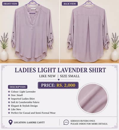 Ladies Shirt LDIES LIGHT LAVENDER SHIR LADIES LIGHT LAVENDER SHIRT