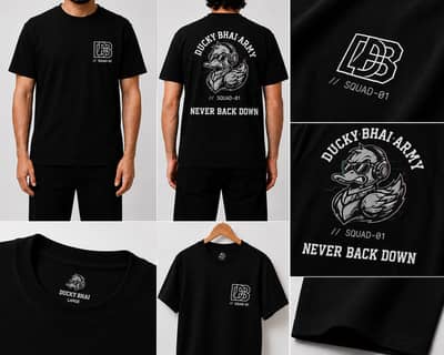 Wholesale Ducky Bhai Army Premium Black Graphic T-Shirt – SQUAD-01