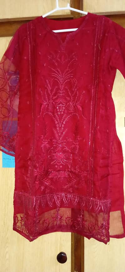 3 piece suit with chiffon dupatta