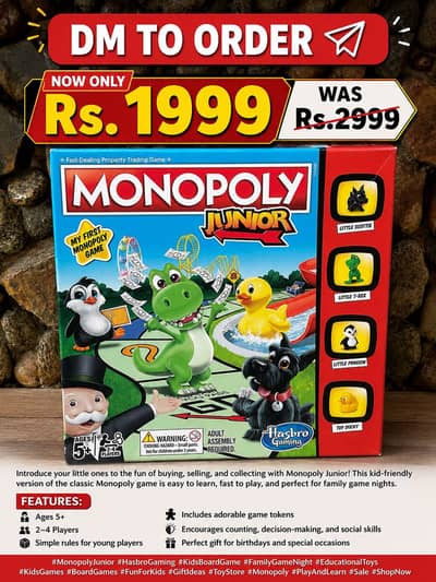  Monopoly Junior Board Game | Hasbro Original Imported