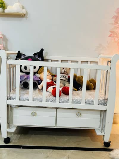 White Baby Cot With Molty foam mattress brand new in packaging