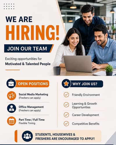 URGENT HIRING MALE AND FEMALE LOCATION AT LAHORE