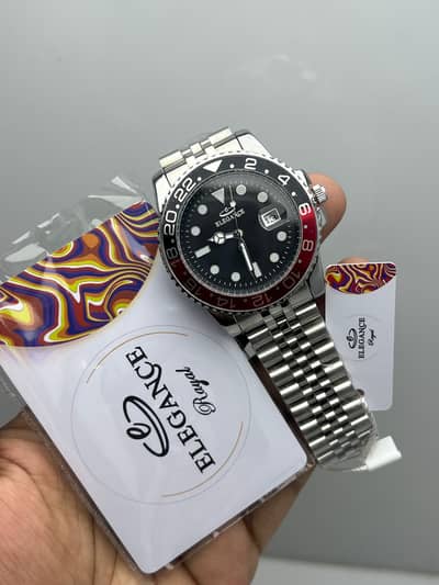 Men's Elegance GMT Style Stainless Steel Watch - Brand New