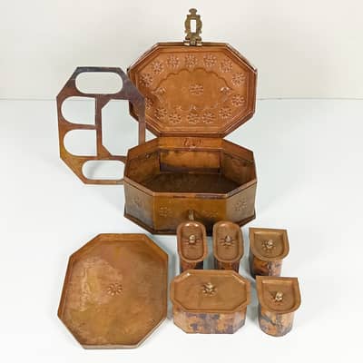 Antique Handcrafted Octagonal Copper Paan Daan (Betel Leaf Box)