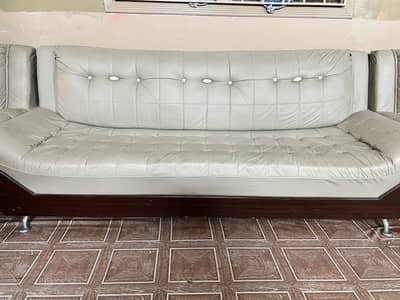 7-seater cream leather sofa