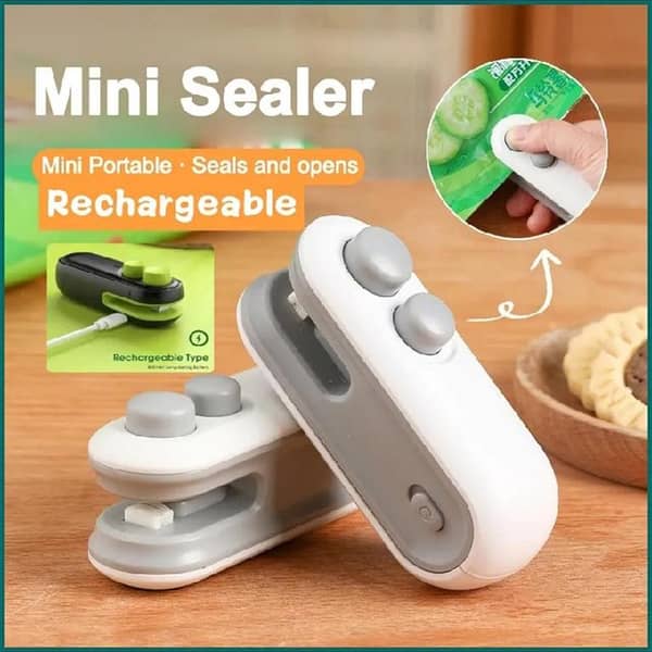 Portable Sealing Machine 2 in 1 Rechargeable Mini Sealer Machine | Mini Sealing Machine 2 in 1 USB Rechargeable Portable Sealing Machine with Cutter | Portable Heat Sealer for Food Storage, Snacks & Chips Bags