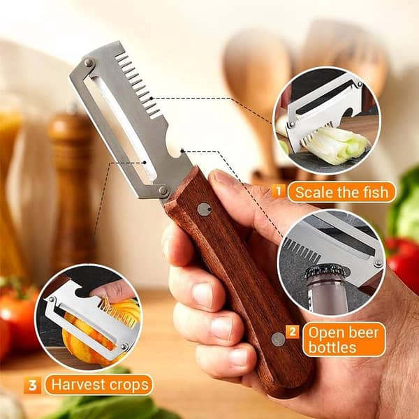 New Arrival Vegetable Fruit Peeler Knife with Wooden Handle Suitable for Peeling Fruits and Shredding Scallions