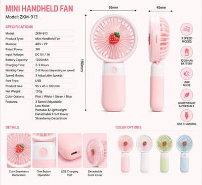 IRFORA mini USB rechargeable Handheld & Desktop fan