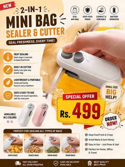 2 in 1 mini bag sealer cutter portable heat sealer