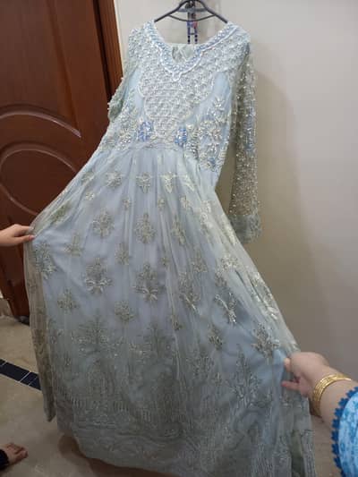 Ice Blue Heavy Bridal Maxi with Dupatta | Large Size