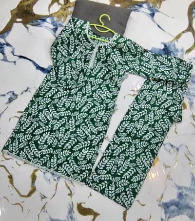 2 pcs girls cotton printed shirts and trousers suit