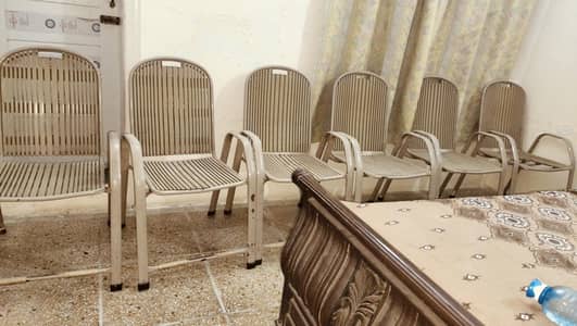 6 pieces Steel Chairs Strong Quality Light Brown Color