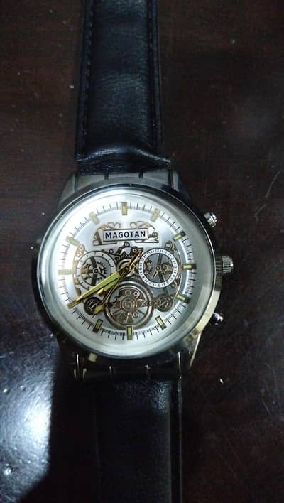 Black leather watch