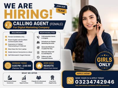 We are hiring | Remote Female Calling Agent