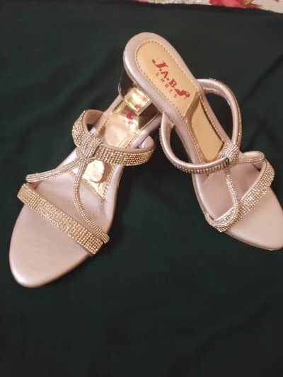 J. A. B Branded Rose Gold Flat Sandals Size 38 - Stone Work