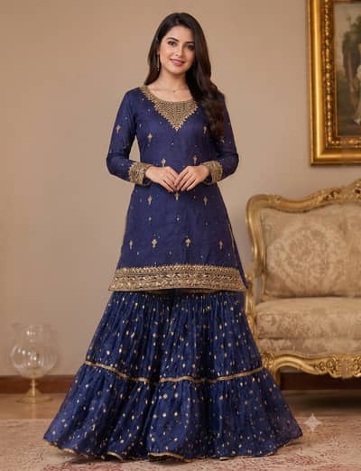 Elegant Navy Blue Lehenga – 1 Time Used | 10/10 Condition | Rs. 20,00