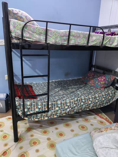Metal Bunk Bed + Adjustable ladder + Mattress