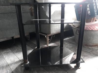 black glass table