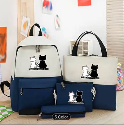 4 Pcs Cute Print School Bag Set for Girls – Backpack