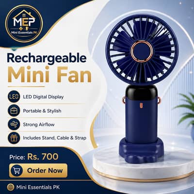 Rechargeable Mini Handheld Fan with LED Digital Display