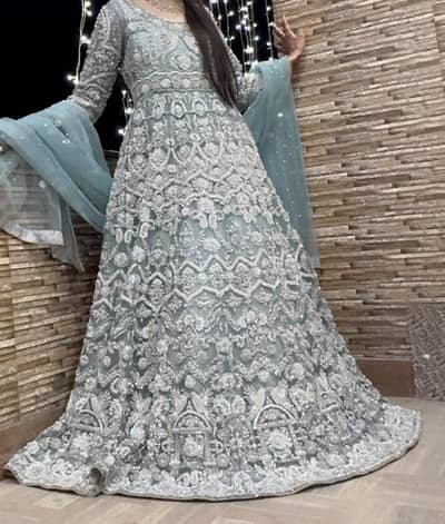 Heavy Handwork Ice Blue Maxi – Excellent Condition