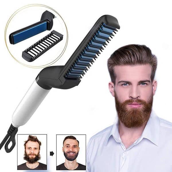 One Step Ceramic Beard Straightener Comb – Fast Heating Electric Styling Brush for Men, Multifunctional Beard Tool. . .