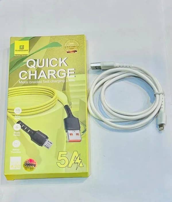 CAR BIBOSHI BIG BOSS BETTER LIFE QUICK CHARGER METAL BRAIDED FAST CHARGING CABLE NYLON WEAVE STEADY CURRENT BATTERY PROTECTIONLIGHTING ANDROID PIN 5A