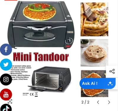 TANDOOR ELECTRIC OVEN for NAAN, CHAPATI, LAHNMACUN, ROTI ,PIZZA MAKER
