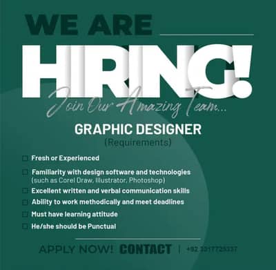 Graphic Designer Required (On-Site)