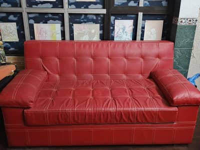 5 seater red leatherette (2+2+1) sofa set URGENT SALE