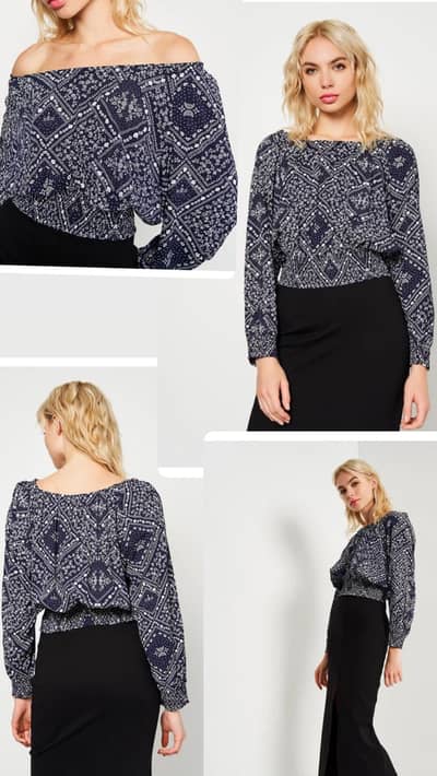 SHEIN offshoulder midnight blue top